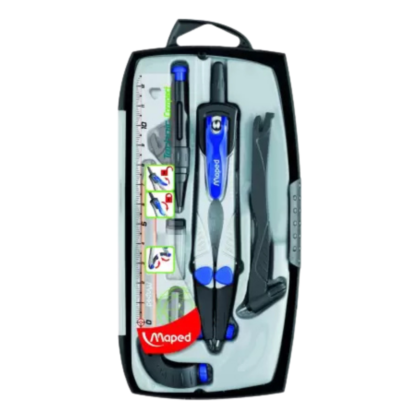 Maped Technic Compass - Technical Foldable Leg - 7 Instrument Set - Geometry Box (Multicolor)538717
