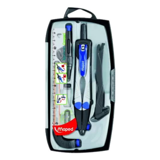 Maped Technic Compass - Technical Foldable Leg - 7 Instrument Set - Geometry Box (Multicolor)538717