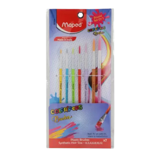 Maped Color'Peps Synthetic Round Brush Set of 7 Brushes (Set of 1, Multicolor)