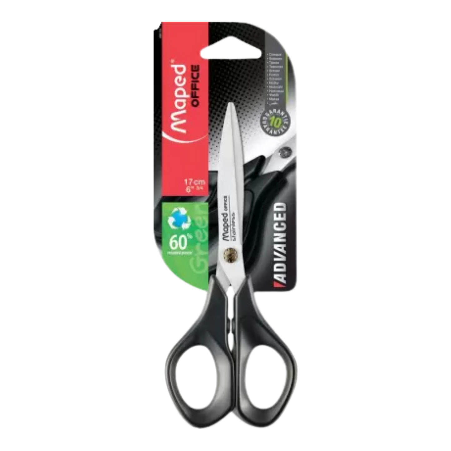 Maped Advanced Green 17Cm Scissors (Set of 1, Black)