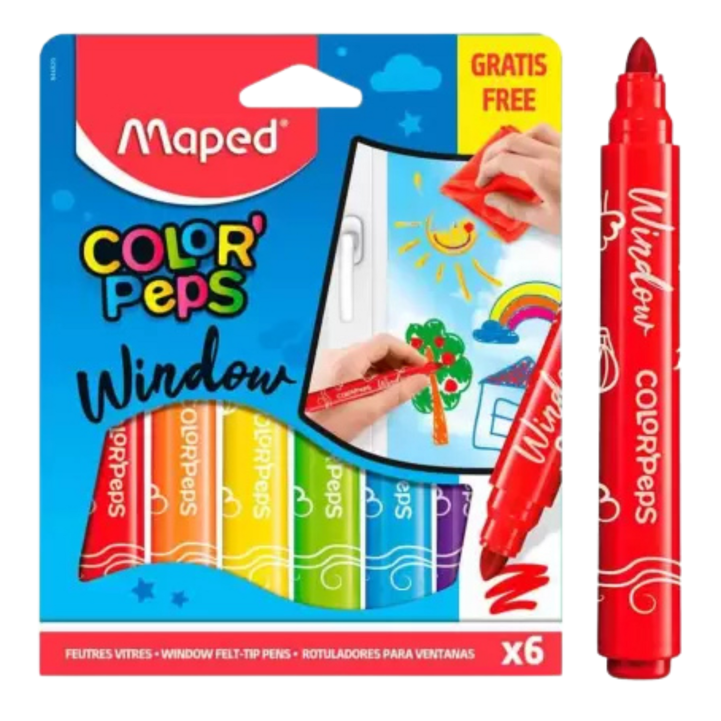 Maped USA 844820 Color'Peps Window Markers, Multicolor 6 Count