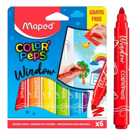 Maped USA 844820 Color'Peps Window Markers, Multicolor 6 Count