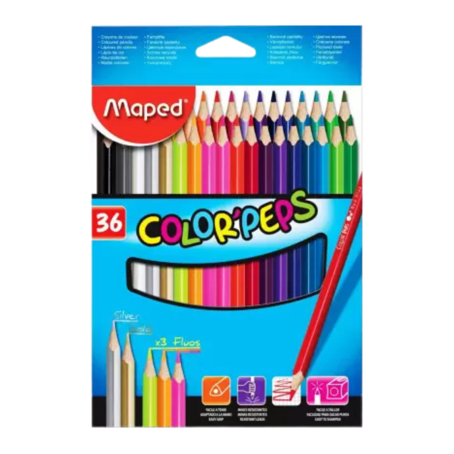 Maped -Maped Color'Peps Color Pencil Set - Pack of 36 (Multicolor) triangular Shaped Color Pencils (Set of 36, Multicolor,) 832017