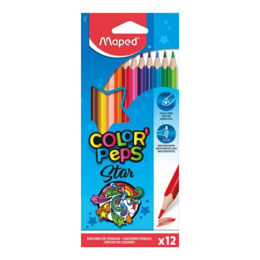Maped Color'Peps Cardboard Box Triangular Shaped Color Pencils (Set of 12, Multicolor)