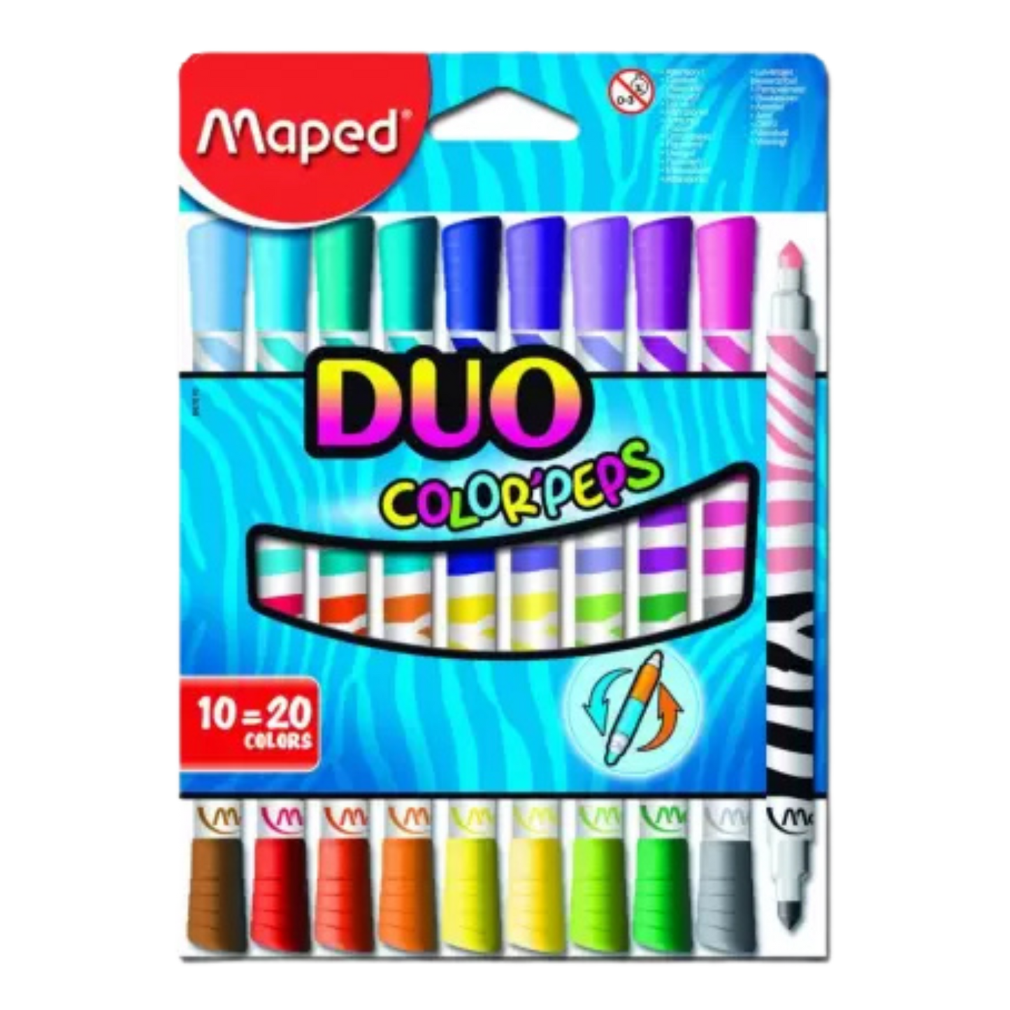 Maped Bicolor Duo Felt Tip 10 Pens 20 Colors Felt Tip Nib Sketch Pen (Multicolor)