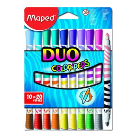 Maped Bicolor Duo Felt Tip 10 Pens 20 Colors Felt Tip Nib Sketch Pen (Multicolor)