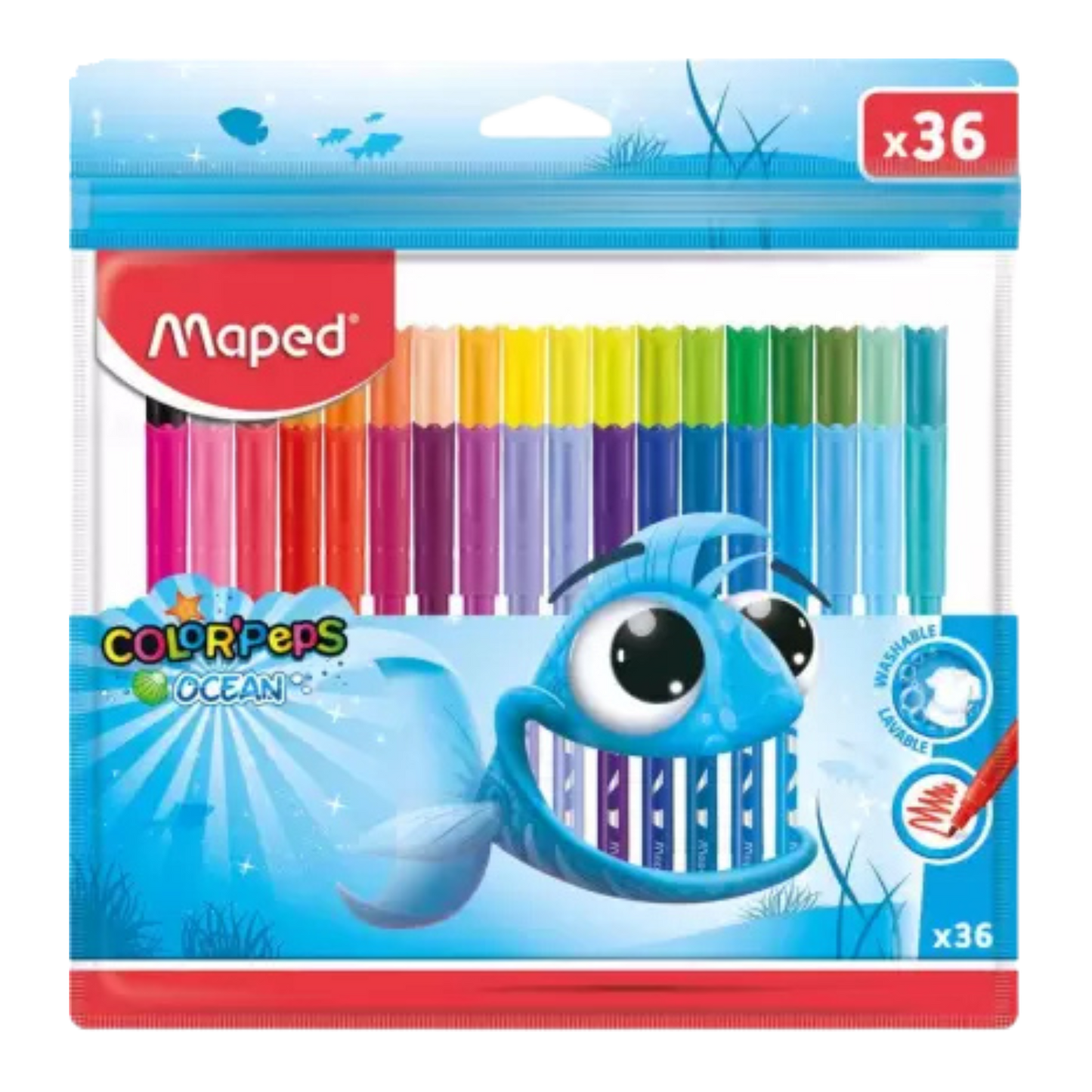 Maped Color'Peps Ocean Pulse Soft Tip Nib Sketch Pens with Washable Ink (Set of 1, Multicolor)