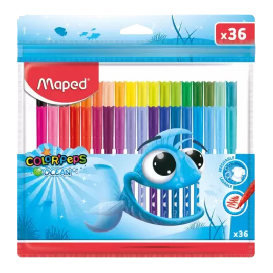 Maped Color'Peps Ocean Pulse Soft Tip Nib Sketch Pens with Washable Ink (Set of 1, Multicolor)