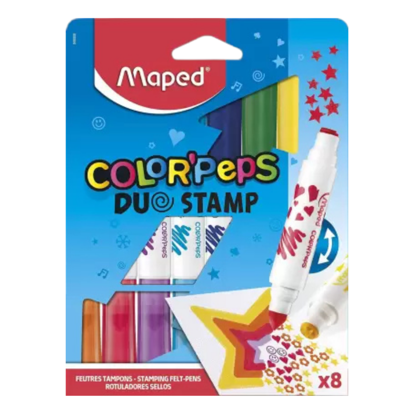 Maped Color'Peps Duo Stamp Felt Pens Set - Pack of 8