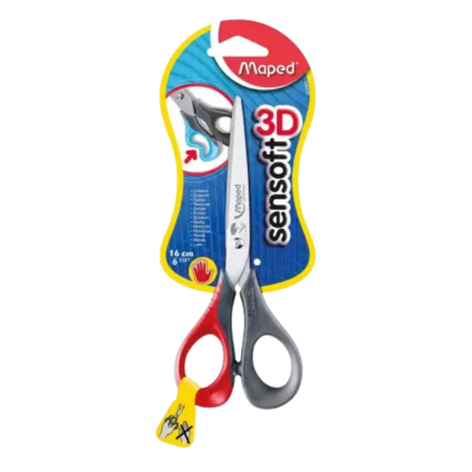 Maped Sensoft 16 Cm Left Handed - assorted colors Scissors (Set of 1, Red,Grey)