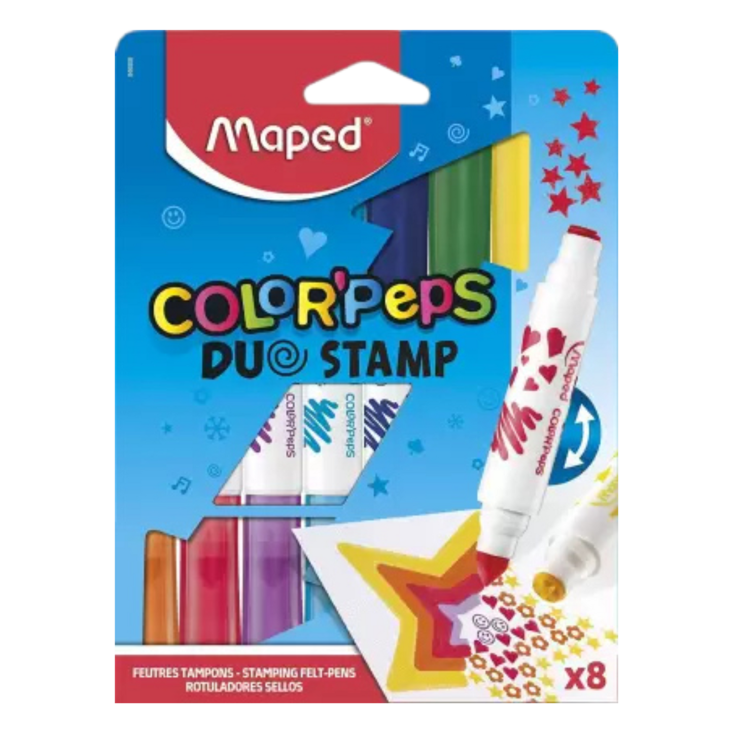 Maped Color'Peps Duo Stamp Felt Pens Set - Pack of 8