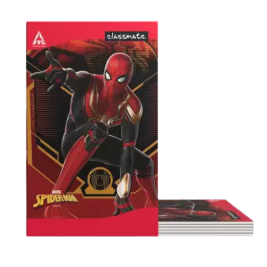 Classmate Spiderman Themed | Longbook A4 Notebook Single Line 160 Pages (Multicolor, Pack of 6)