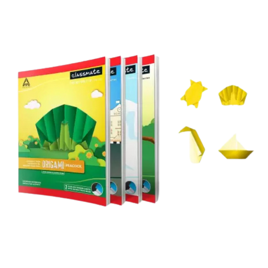 Classmate Origami Longbook - Unruled,272 X 167mm, 172 Pages, Pack of 12 Regular Notebook Unruled 172 Pages (Multicolor, Pack of 12)