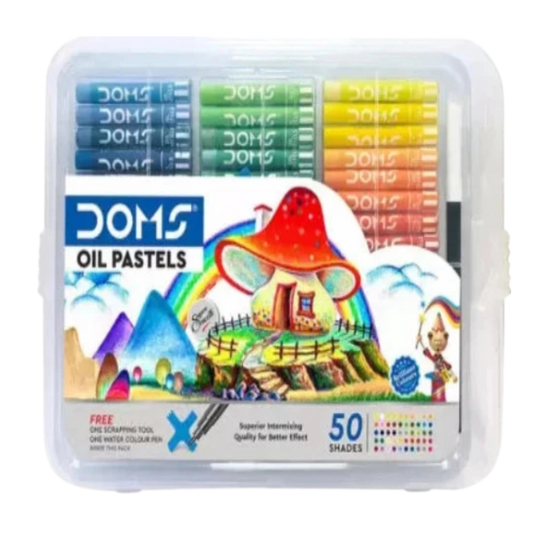 DOMS Non-Toxic 50 Shades Oil Pastels With Case | Smooth & Bright Color Intermixing (Set of 1, Multicolor)